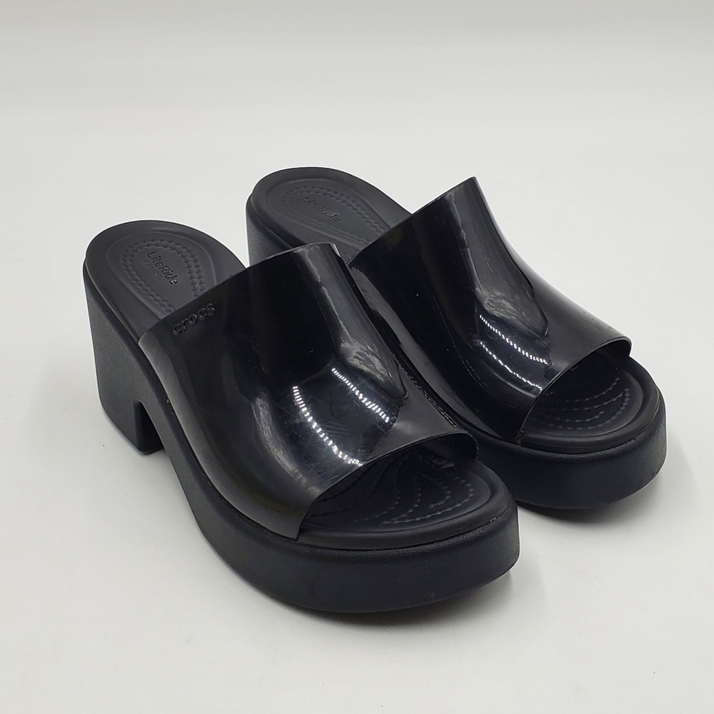 CROCS Black Platform Slide Heels